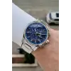 Kadranı Lacivert Kordonu Gümüş Renk 44 Mm İç Göstergeleri Aktif Hediye Paketli Erkek Kol Saati