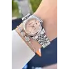 Kadranı Pembe Kordonu Gümüş Renk 28 Mm Hediye Paketli Kadın Kol Saati