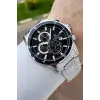 Kadranı Siyah Kordonu Gümüş Renk 44 Mm Hediye Paketli İç Göstergeleri Aktif Erkek Kol Saati