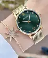 Ferrucci FCISTE245 Kadranı Yeşil Kordonu Gold Renk ve Bileklik