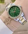 Ferrucci FCISTE246 Kadranı Yeşil Kordonu Gold Gümüş Renk ve Bileklik
