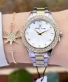 Daniel Klein DKISTE932 Premium Gold Gümüş Renk Taşlı Kadın Kol Saati ve Bileklik