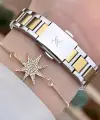 Daniel Klein DKISTE932 Premium Gold Gümüş Renk Taşlı Kadın Kol Saati ve Bileklik