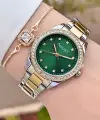 Ferrucci FC1ISTE246 Kadranı Yeşil Kordonu Gold Gümüş Renk Hediye Paketli Kadın Kol Saati ve Bileklik