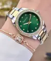 Ferrucci FC1ISTE246 Kadranı Yeşil Kordonu Gold Gümüş Renk Hediye Paketli Kadın Kol Saati ve Bileklik
