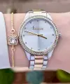 Freelook FLISTE28 Gold Gümüş Renk Hediye Paketli 5 ATM Kadın Kol Saati ve Bileklik