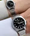 Casio CSISTE32 Kadranı Siyah Kordonu Gümüş Renk Hediye Paketli Sevgili Çift İki Kol Saati