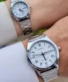 Casio CSISTE33 Kadranı Beyaz Kordonu Gümüş Renk Hediye Paketli Sevgili Çift İki Kol Saati