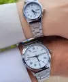 Casio CSISTE33 Kadranı Beyaz Kordonu Gümüş Renk Hediye Paketli Sevgili Çift İki Kol Saati