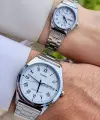 Casio CSISTE33 Kadranı Beyaz Kordonu Gümüş Renk Hediye Paketli Sevgili Çift İki Kol Saati