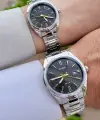 Casio CSISTE31 Kadranı Füme Kordonu Gümüş Renk Takvimli Hediye Paketli Sevgili Çift İki Kol Saati