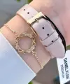 Daniel Klein DKISTE1204 Kasası Gold Kordonu Krem Renk Hediye Paketli Kadın Kol Saati ve Bileklik