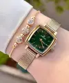 Daniel Klein DKISTE1221 Kadranı Yeşil Kordonu Gold Renk Hediye Paketli Kadın Kol Saati ve Bileklik