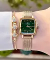 Daniel Klein DKISTE1221 Kadranı Yeşil Kordonu Gold Renk Hediye Paketli Kadın Kol Saati ve Bileklik