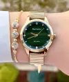 Ferrucci FCISTE302 Kadranı Yeşil Kordonu Gold Renk Hediye Paketli Kadın Kol Saati ve Bileklik
