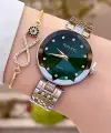 Ferrucci FCISTE312 Kadranı Yeşil Kordonu Gold Gümüş Renk Hediye Paketli Kadın Kol Saati ve Bileklik