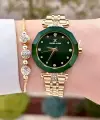 Daniel Klein DKISTE1311 Kadranı Yeşil Gold Renk Hediye Paketli Kadın Kol Saati ve Bileklik