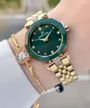 Kadranı Yeşil Kordonu Gold Renk Kadın Kol Saati ve Bileklik