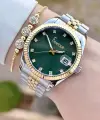 Kadranı Yeşil Kordonu Gold Gümüş Renk 5 ATM Kadın Kol Saati ve Bileklik