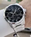 Daniel Klein DKISTE1528 Kadranı Siyah Kordonu Gümüş Renk 45 mm Erkek Kol Saati