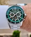 Daniel Klein DKISTE1525 Kasası Yeşil Kordonu Gümüş Renk 44 mm Erkek Kol Saati