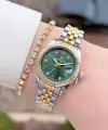 Daniel Klein DKISTE1580 Kadranı Yeşil Kordonu Gold Gümüş Renk 28 mm Kadın Kol Saati ve Bielklik