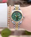 Daniel Klein DKISTE1580 Kadranı Yeşil Kordonu Gold Gümüş Renk 28 mm Kadın Kol Saati ve Bielklik