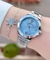 Daniel Klein DKISTE1574 Kadranı Mavi Kordonu Gümüş Renk 33 mm Kadın Kol Saati ve Bileklik