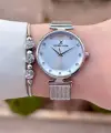 Gümüş Renk Hediye Paketli Kesme Cam Özel Seri Kadın Kol Saati - Bileklik