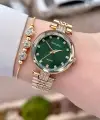 Kadranı Yeşil Kordonu Gold Renk 32 Mm Kadın Kol Saati Ve Bileklik