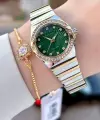 Kadranı Yeşil Gold Gümüş Renk 28 Mm Kadın Kol Saati Ve Bileklik