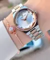 Rose Gümüş Renk Kadın Kol Saati Ve Bielklik