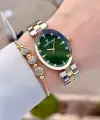 Kadranı Yeşil Kordonu Gold Gümüş Renk Kadın Kol Saati Ve Bileklik