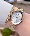Gold Renk Kadın Kol Saati Ve Bileklik