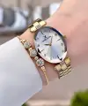 Gold Renk Kadın Kol Saati Ve Bileklik