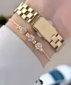 Gold Renk Kadın Kol Saati Ve Bileklik