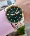 Kadranı Yeşil Kordonu Gold Gümüş Renk Takvimli 44 Mm Erkek Kol Saati