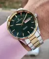 Kadranı Yeşil Kordonu Gold Gümüş Renk Takvimli 44 Mm Erkek Kol Saati