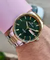 Kadranı Yeşil Kordonu Gold Gümüş Renk Takvimli 44 Mm Erkek Kol Saati