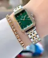 Kadranı Yeşil Kordonu Gold Gümüş Renk Kadın Kol Saati Ve Bileklik