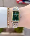 Kadranı Yeşil Kordonu Gold Gümüş Renk Kadın Kol Saati Ve Bileklik
