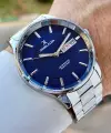 Kadranı Lacivert Kordonu Gümüş Renk Takvim Ve Gün Fonksiyonlu 44 Mm Erkek Kol Saati