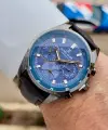 Kadranı Mavi Kordonu Kahverengi Renk Iç Göstergeleri Aktif Erkek Kol Saati
