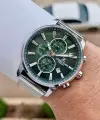 Kadranı Yeşil Kordonu Gümüş Renk 44 mm Erkek Kol Saati