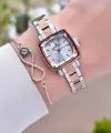 Rose Gümüş Renk Kadın Kol Saati Ve Bileklik
