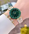 Kadranı Yeşil Kordonu Gold Gümüş Renk 30 Mm Kadın Kol Saati Ve Bileklik