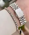 Kadranı Pembe Kordonu Gümüş Renk 32,5 Mm Takvimli Kadın Kol Saati Ve Bileklik