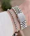 Gümüş Renk 32,5 Mm Takvimli Kadın Kol Saati Ve Bileklik