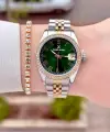 Kadranı Yeşil Kordonu Gold Gümüş Renk 32,5 Mm Takvimli Kadın Kol Saati Ve Bileklik