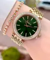 Kadranı Yeşil Kordonu Gold Renk 38 mm Kadın Kol Saati ve Bileklik